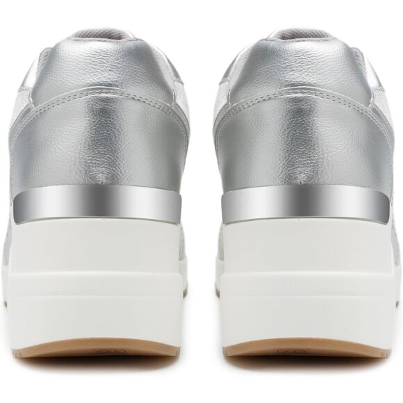 Cestfini Women Silver Wedge High Heeld Lace Up Daily Wear Sneaker for Casual - Picture 5 of 8